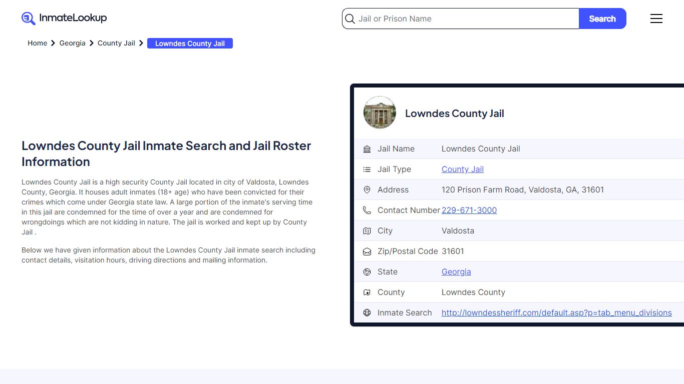 Lowndes County Jail Inmate Search and Jail Roster Information
